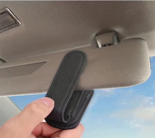 Automaze Leather Car Visor Sunglass Holder - Clip for Car